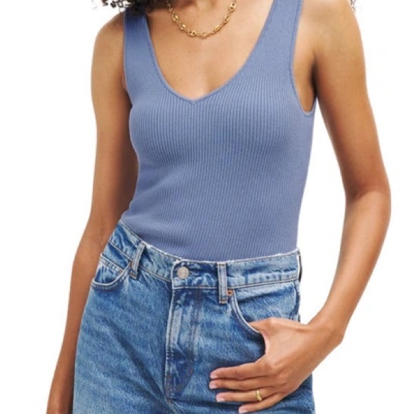 Reformation Ran Cotton Sweater Tank Viola - Picture 2 of 6